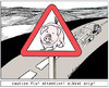 Cartoon: Caution sign (small) by firuzkutal tagged swine,flu,pig,traffic,sign,car,road,travelling,travel,firuz,kutal