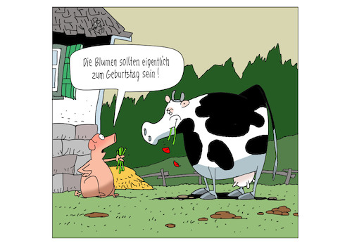 Cartoon: Kuhblumen (medium) by Butschkow tagged kuh,landwirtschaft,schwein,kuh,landwirtschaft,schwein