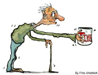 Cartoon: time when you are old (medium) by Frits Ahlefeldt tagged old,man,time,cup,last,life,tired,philosophy