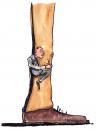 Cartoon: Hanging on to authorities (small) by Frits Ahlefeldt tagged leadership,fear,guts,management,style,leg,trainee,future,life,knowhow