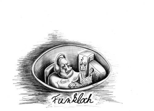 Cartoon: Funkloch (medium) by Parallelallee tagged morsealphabet,empfang,handy,funkloch