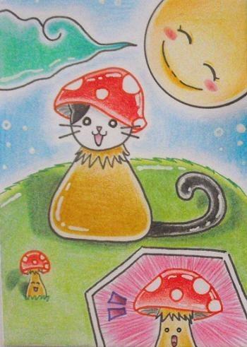 Cartoon: Kitty or Mushroom (medium) by Metalbride tagged traiding,card