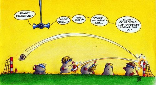 Cartoon: Endspiel (medium) by Jupp tagged manuel,bundesliga,wm,cartoon,jupp,semifinal,soccer,fussball,mole,maulwurf