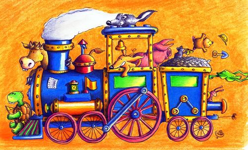Cartoon: Lokomotive (medium) by Jupp tagged lokomotive,illustration,kinderbuch,tiere,bahn,train,animals