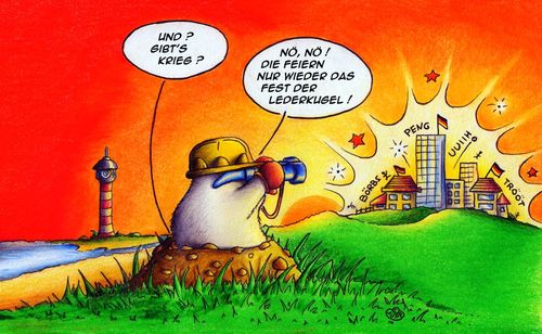 Cartoon: Maulwurf und das Lederkugelfest (medium) by Jupp tagged maulwurf,jupp,fußball,soccer,wm,schiedsrichter,cartoon,mole