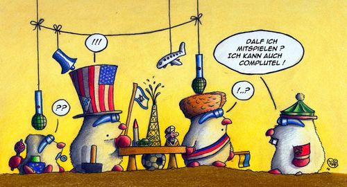 Cartoon: Wir spielen uns die Welt (medium) by Jupp tagged maulwurf,mole,politik,politics,jupp,cartoon