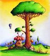 Cartoon: Pilz (small) by Jupp tagged maulwurf,mole,luftballon,pilz,illustration,kinderbuch,baum,jupp