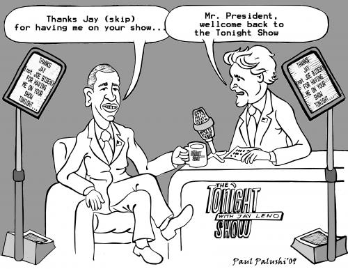 Cartoon: Barack Obamas Prompter Mania (medium) by Paul Shkodrani tagged barack,obama