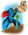 Cartoon: Super-Dollar-man (small) by Nizar tagged superman,kryptonite,dollar,euro
