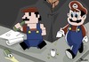 Cartoon: Pixel Mario meets Polygon Mario (small) by Playa from the Hymalaya tagged super,mario,nintendo,videospiel,video,game,character,charakter,figur,boy,nes,snes,n64,wii