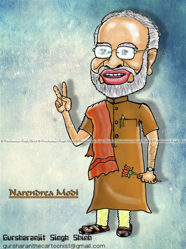 Cartoon: Narendra Modi (medium) by gursharanthecartoonist tagged gujarat,bjp