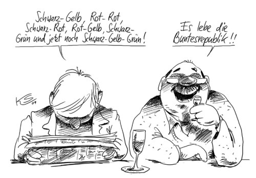 Cartoon: Bunt (medium) by Stuttmann tagged koalitionen,koalitionen,schwarz,gelb,rot,cdu,fdp,grüne,spd,bunt,wahlen