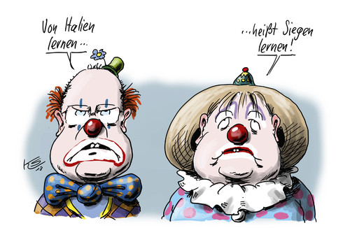 Cartoon: Clowns (medium) by Stuttmann tagged italien,wahl,steinbrück,clowns