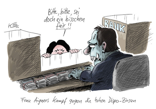 Cartoon: Dispo (medium) by Stuttmann tagged banken,aigner,dispozinsen
