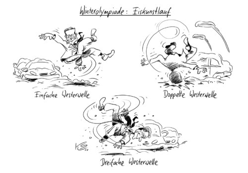 Cartoon: Eiskunstlauf (medium) by Stuttmann tagged winterolympiade,westerwelle,glatteis,fdp,winterolympiade,guido westerwelle,glatteis,fdp,olympia,guido,westerwelle