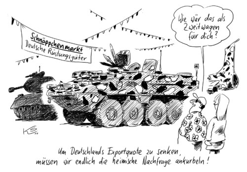 Cartoon: Exportquote (medium) by Stuttmann tagged rüstungsgüter,exportquote,nachfrage,rüstungsgüter,exportquote,nachfrage,export,rüstung,militär,soldat