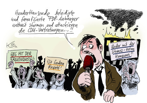 Cartoon: FDP-Anhänger (medium) by Stuttmann tagged frauenquote,fdp,cdu,spd