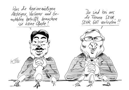 Cartoon: FDP-Quote (medium) by Stuttmann tagged fdp,quote,frauen,brüderle,rösler,fdp,frauen,brüderle,rösler,frauenquote,arbeit,job
