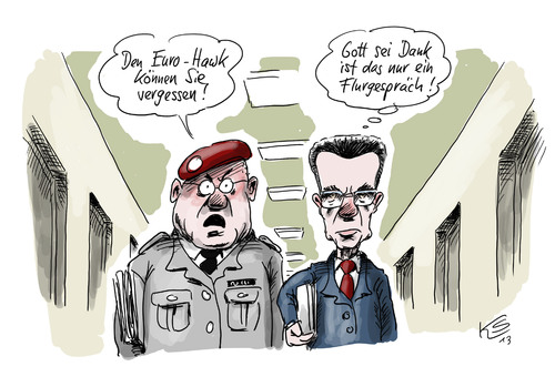 Cartoon: Flur (medium) by Stuttmann tagged maiziere,flurfunk,drohnen,eurohawk,hawk