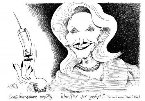 Cartoon: Gedopt (medium) by Stuttmann tagged schaeffler,continental,übernahme,schaeffler,continental,übernahme,doping,gedopt,cartoon,conti