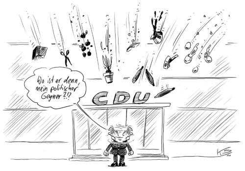 Cartoon: Gegner (medium) by Stuttmann tagged gegner,merkel,cdu,gegner,merkel,cdu