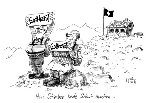 Cartoon: Gotthard (medium) by Stuttmann tagged gotthard,gotthard,schwaben,schweiz,urlaub