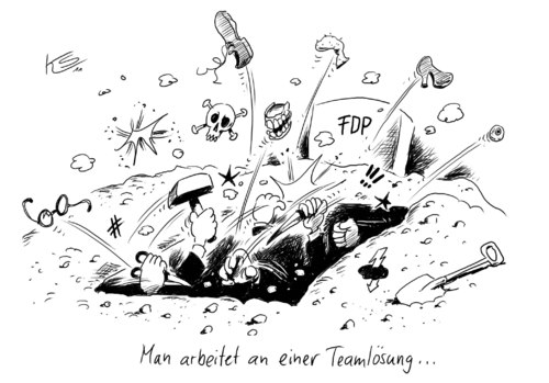 Cartoon: Grab (medium) by Stuttmann tagged fdp,partei,wahlen,team,fdp,illustrationgsform122180,technique,4tei,wahlen,team