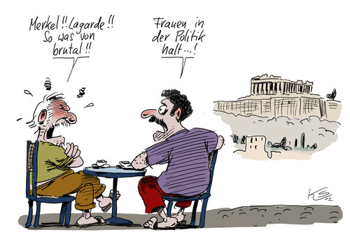 Cartoon: Griechenland (medium) by Stuttmann tagged griechenland,merkel,lagarde