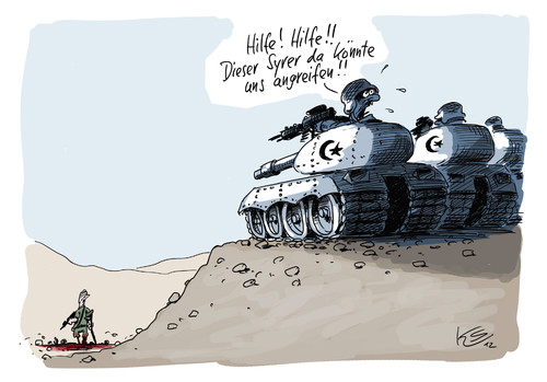 Cartoon: Hilfe! (medium) by Stuttmann tagged syrien,assad,türkei,bundeswehr,nato