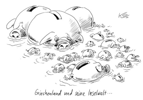 Cartoon: Inselwelt (medium) by Stuttmann tagged inselwelt,schweine,griechenland,finanzkrise,rettung,inselwelt,schweine,griechenland,finanzkrise,rettung