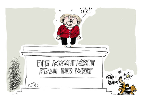 Cartoon: Maechtig (medium) by Stuttmann tagged mächtig,merkel,cdu
