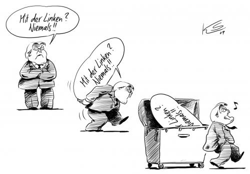 Cartoon: Niemals (medium) by Stuttmann tagged steinmeier,frank walter steinmeier,wahl,wahlen,linke,spd,last,mülleimer,frank,walter,steinmeier