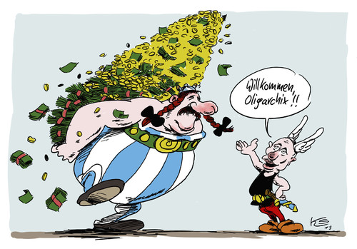 Cartoon: Oligarchix (medium) by Stuttmann tagged depardieu,putin,frankreich,russland,oligarch