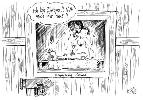 Cartoon: Sauna (medium) by Stuttmann tagged sauna,eu,europa,finnland,sauna,eu,europa,finnland