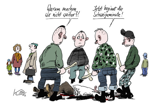 Cartoon: Schweigeminute (medium) by Stuttmann tagged neonazis,rassismus,nazis,schweigeminute