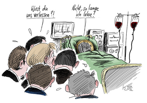 Cartoon: Solange ich lebe... (medium) by Stuttmann tagged eu,merkel,euro