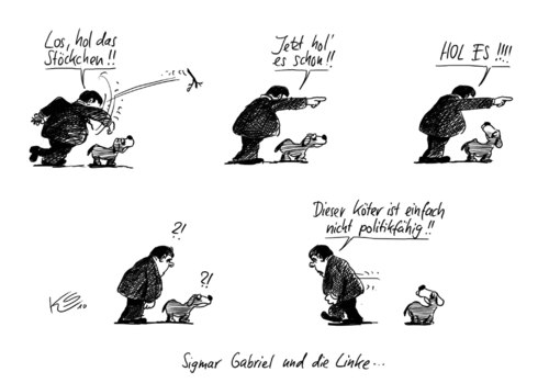 Cartoon: Stöckchen (medium) by Stuttmann tagged gabriel,spd,linke,sigmar gabriel,spd,linke,sigmar,gabriel