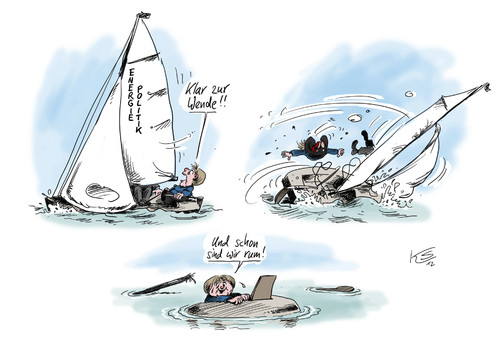 Cartoon: Wende (medium) by Stuttmann tagged energiepolitik,merkel