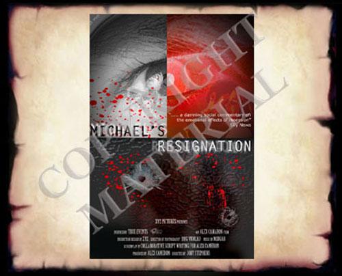 Cartoon: Movie Poster MichaelsResignation (medium) by remyfrancis tagged michaels,resignation,movie,poster,recession,story