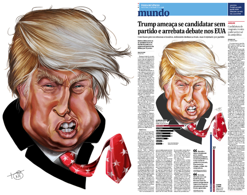 Cartoon: Donald Trump (medium) by Toni DAgostinho tagged donald,trump,toni,dagostinho,brazil,brasil,folha,press
