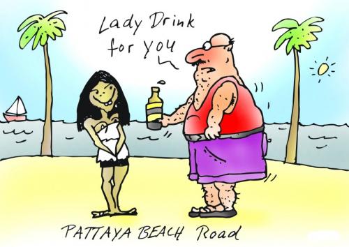 Cartoon: thailand lady drink farrang (medium) by martin guhl tagged thailand,lady,drink,farrang,martin,guhl
