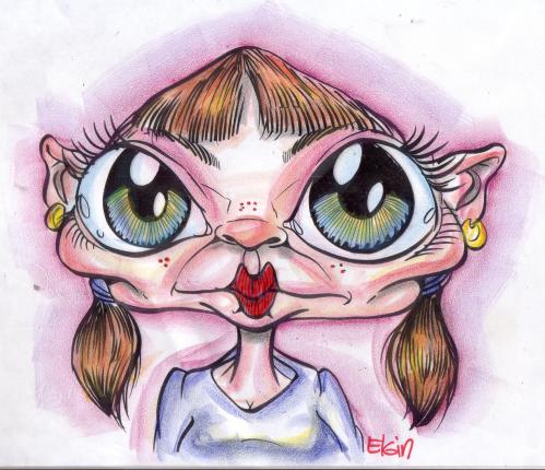 Cartoon: BIG EYED REDHEADED GURL (medium) by subwaysurfer tagged caricature,girl,woman,cartoon