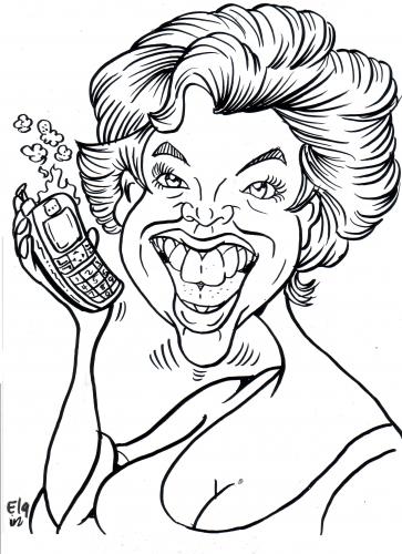 Cartoon: cellies were made for women (medium) by subwaysurfer tagged woman,phone,cartoon,caricature