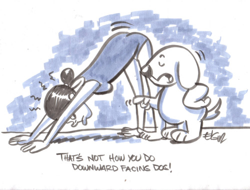 Cartoon: Downward Facing Dog (medium) by subwaysurfer tagged yoga,cartoon