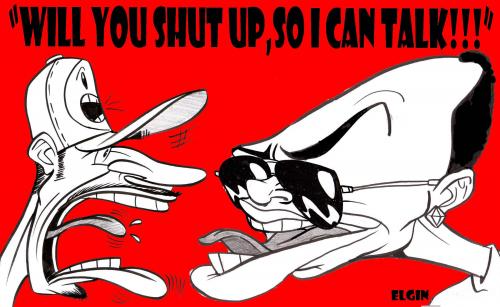 Cartoon: shut up and let me talk (medium) by subwaysurfer tagged cartoon,caricature,men