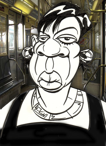 Cartoon: Typical day on the MTA (medium) by subwaysurfer tagged trains,subway,transportation,new,york,caricature,cartoon,collage,people,humorous,art