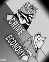 Cartoon: CRIME up ECONOMY down? (small) by subwaysurfer tagged cartoon,comic,editorial,political,crime,economy
