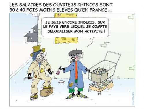 Cartoon: JE DELOCALISE (medium) by chatelain tagged humour,ch,ti,chine,patarsort,libcast,chatelain,