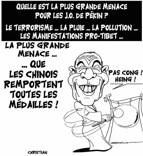 Cartoon: voix de la sagesse ! (medium) by CHRISTIAN tagged jo,menace,dalai,lama