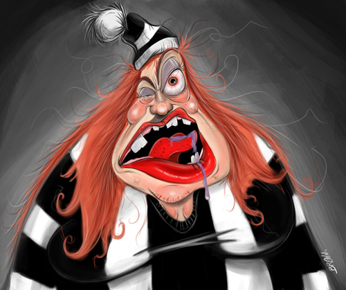 Cartoon: Crazy lady (medium) by tooned tagged cartoons,caricature,illustrati